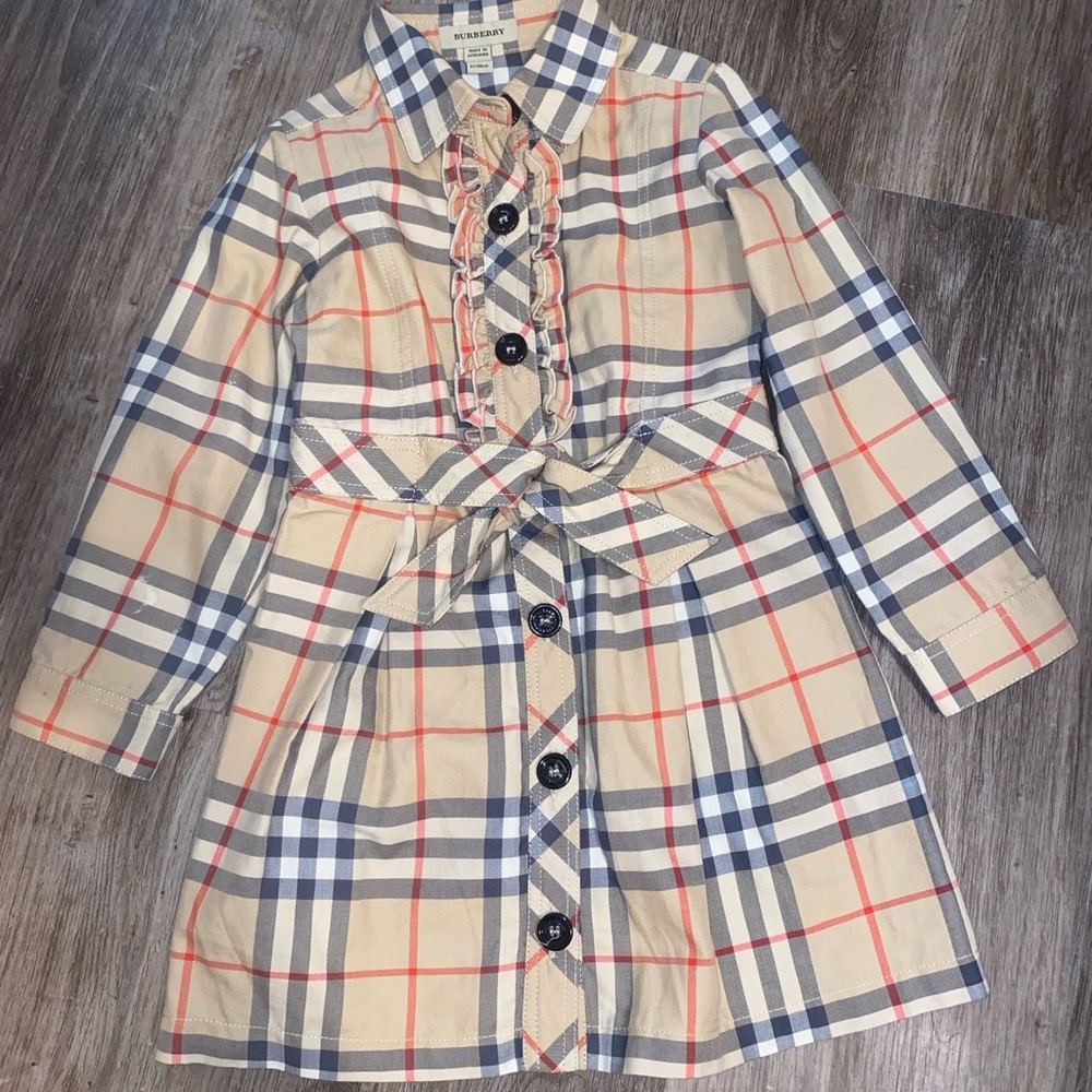 Burberry Toddler Plaid Long Sleeve Dress 3Y